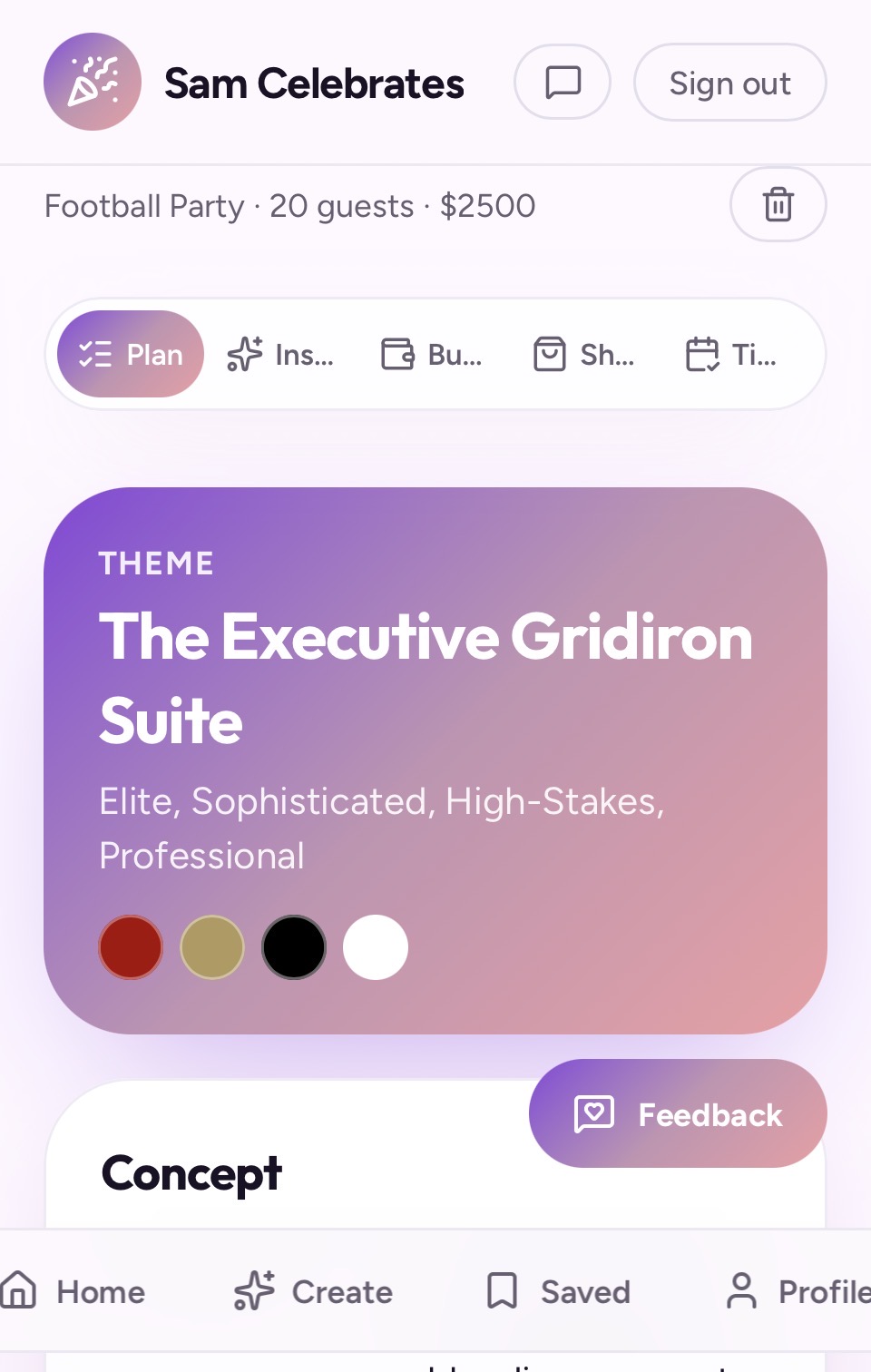 Event theme screenshot from CelebrateAI